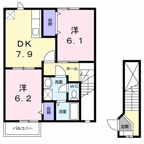 前橋市富士見町石井のアパートの間取り