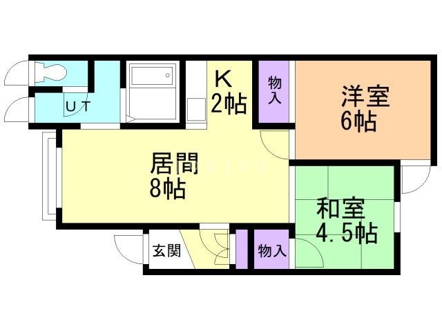 札幌市西区西野二条のアパートの間取り