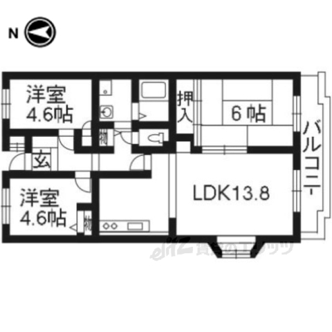 京都市伏見区久我森の宮町のマンションの間取り