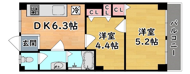 神戸市灘区福住通のマンションの間取り