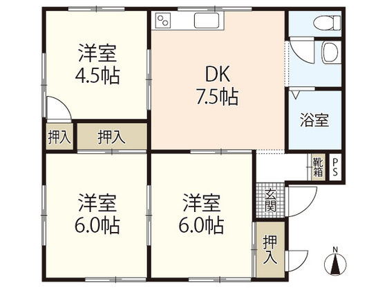 廿日市市沖塩屋のアパートの間取り