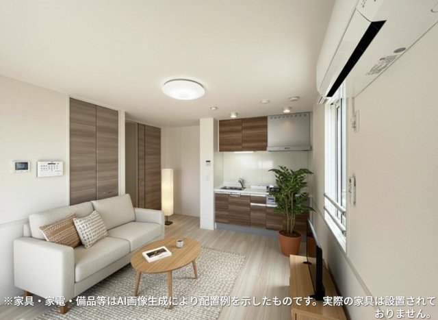 居室・リビング　※家具・家電・備品等はＡＩ画像生成により配置礼を示したもので