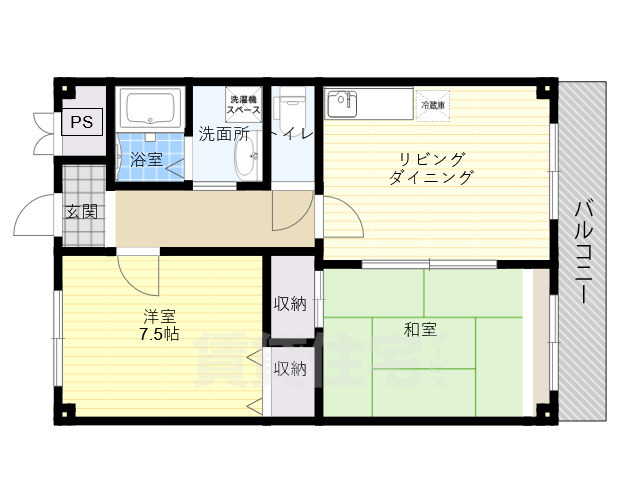 生駒市西松ケ丘のマンションの間取り