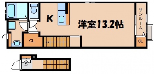 安芸郡府中町鶴江のアパートの間取り