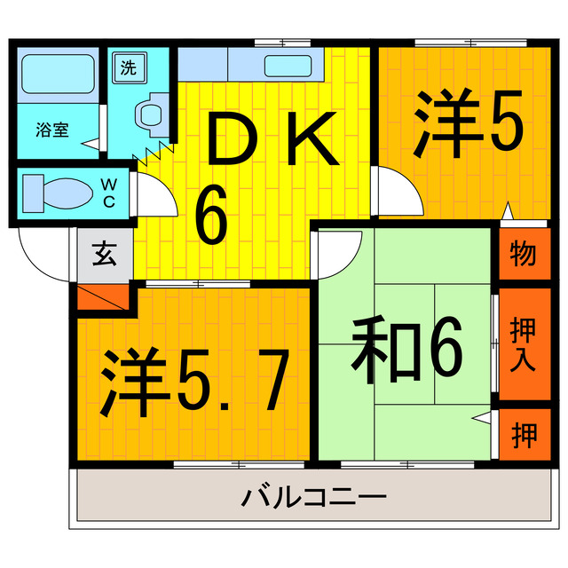 【鳴門市大津町木津野のアパートの間取り】