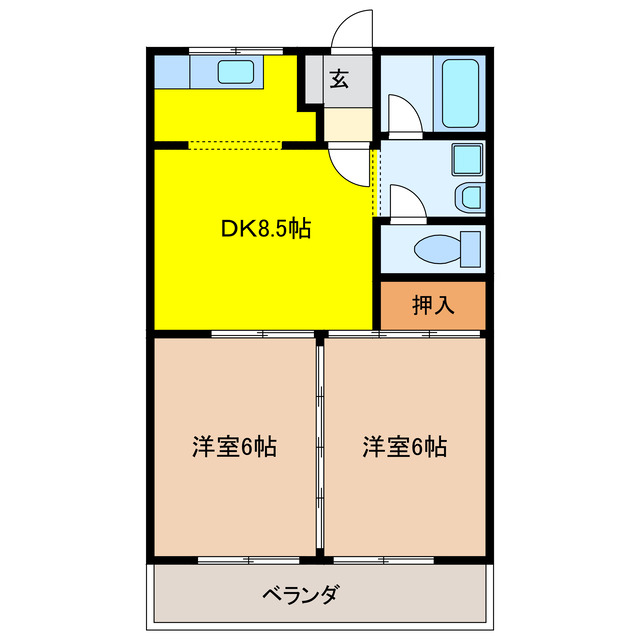 大垣市加賀野のアパートの間取り