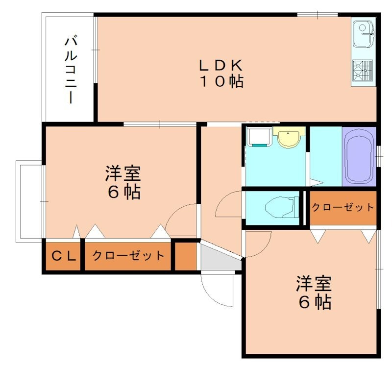 宗像市くりえいとのアパートの間取り