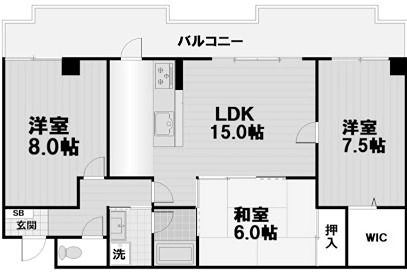 京都市右京区常盤山下町のマンションの間取り