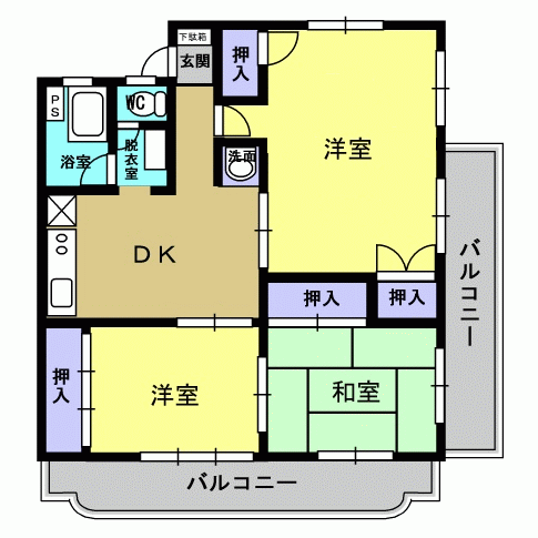 鹿児島市紫原のマンションの間取り