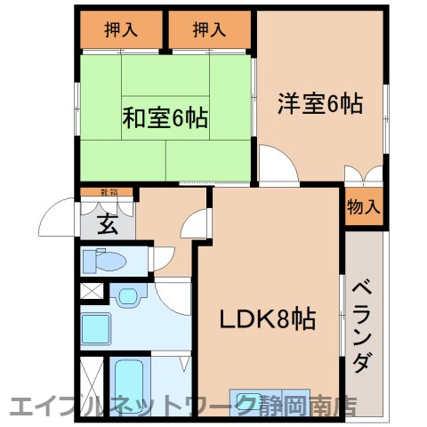 静岡市駿河区南八幡町のマンションの間取り