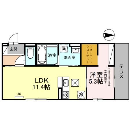 京都市山科区西野野色町のアパートの間取り