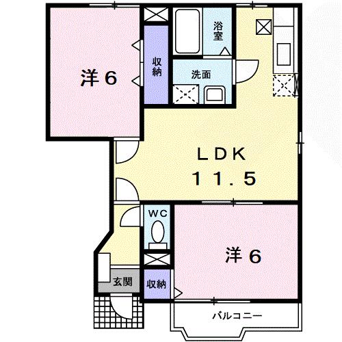 尾道市福地町のアパートの間取り