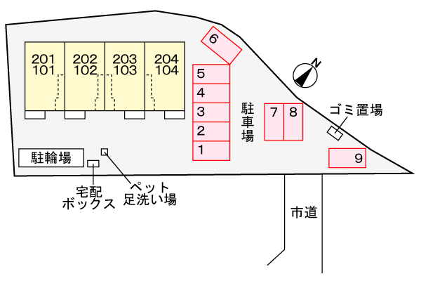 【加古川市加古川町友沢のアパートの駐車場】