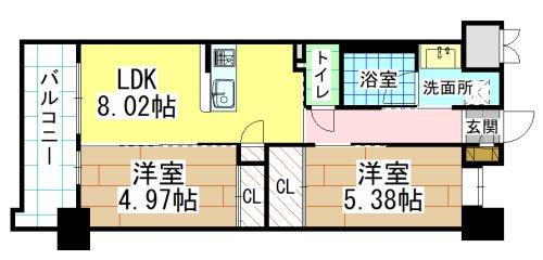 北九州市小倉北区上到津のマンションの間取り