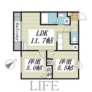 札幌市清田区平岡一条のマンションの間取り