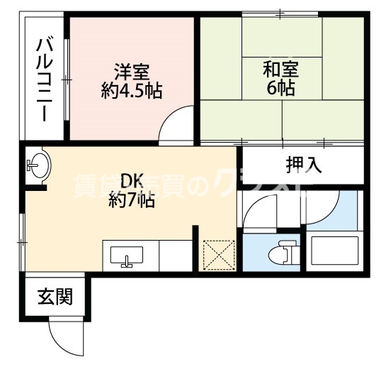 大阪市大正区平尾のマンションの間取り