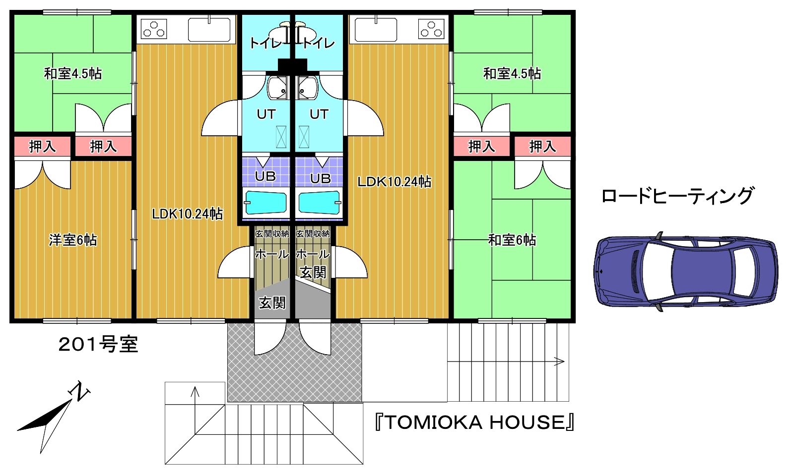 札幌市手稲区富丘四条のアパートの間取り