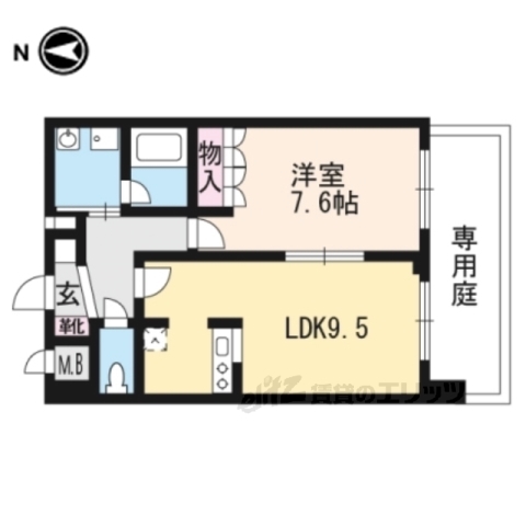 京都市山科区音羽役出町のマンションの間取り