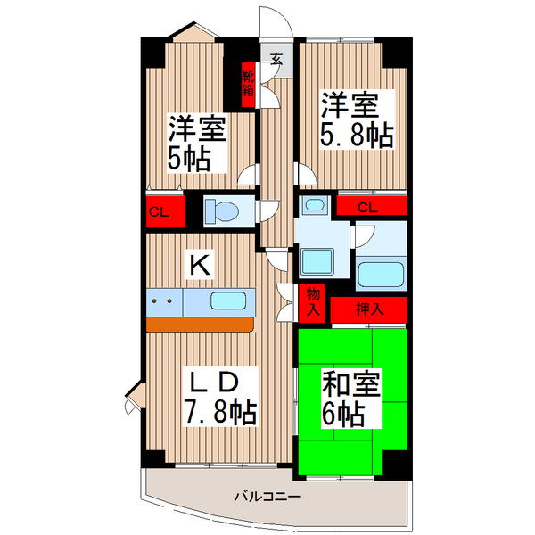 コリーヌ　アンソレイエの間取り