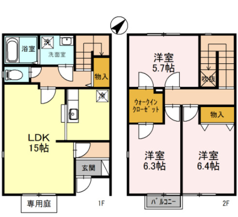 リースランド我孫子 B棟の間取り