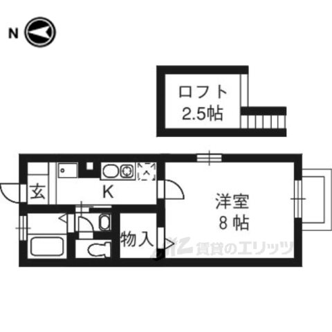 【京都市西京区桂千代原町のアパートの間取り】