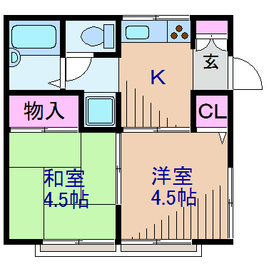 横浜市港北区篠原北のアパートの間取り