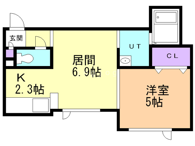 札幌市西区八軒四条東のアパートの間取り