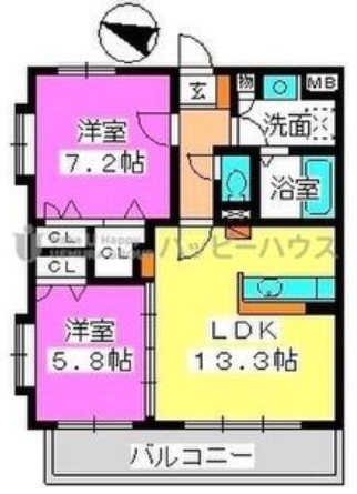 【那珂川市今光のマンションの間取り】