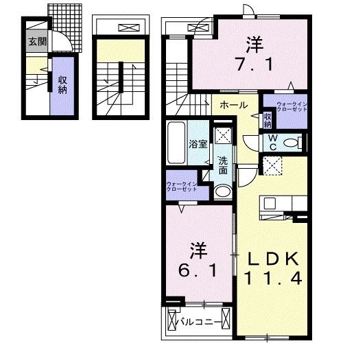 人吉市上薩摩瀬町のアパートの間取り