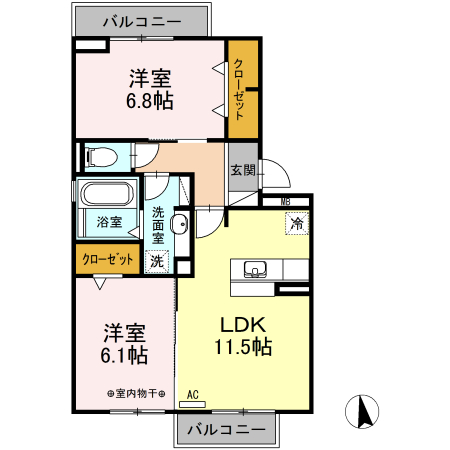 プリムローズ A棟の間取り