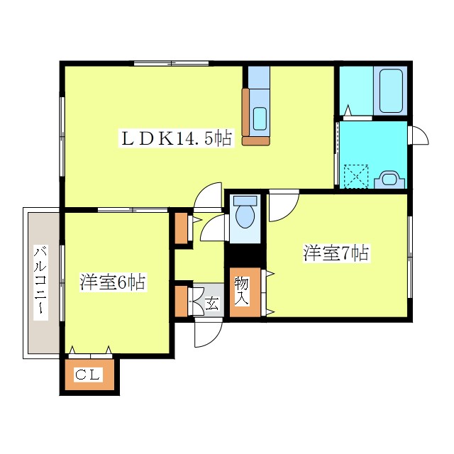 北広島市共栄町のアパートの間取り