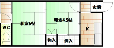 八尾市東太子のアパートの間取り