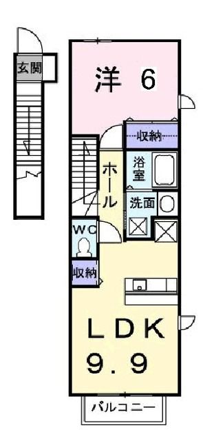 宇部市大字上宇部のアパートの間取り