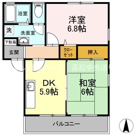 パインズコート新居 B棟の間取り