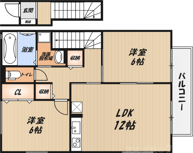 【calme court津之江Ｆ棟の間取り】