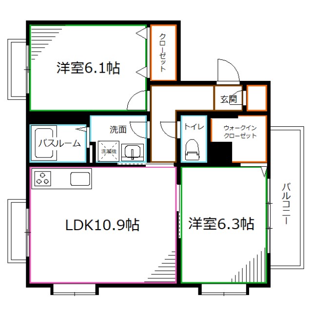 国立市西のマンションの間取り