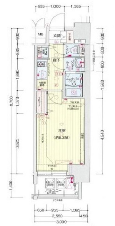 神戸市兵庫区新開地のマンションの間取り