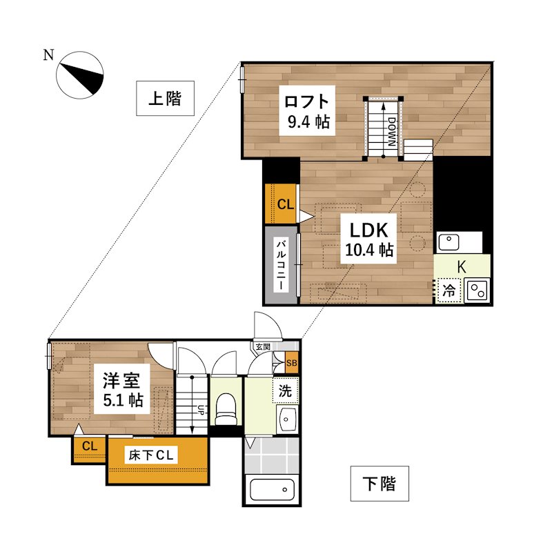 菊池市役所そば　1LDK★の間取り