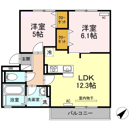 安来市黒井田町のアパートの間取り