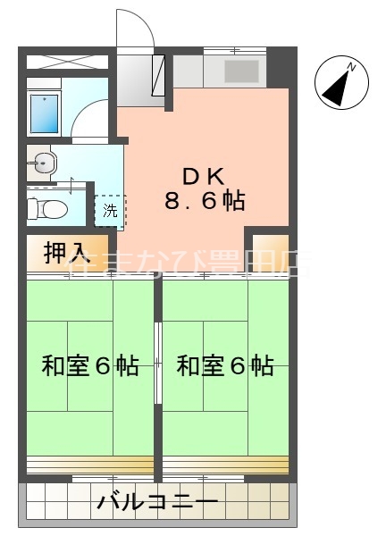 保田ケ池コーポの間取り