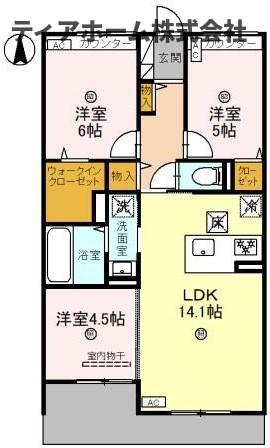 葛城市北花内のマンションの間取り