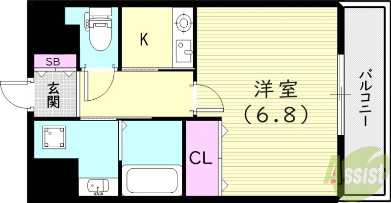 西宮市甲子園九番町のマンションの間取り