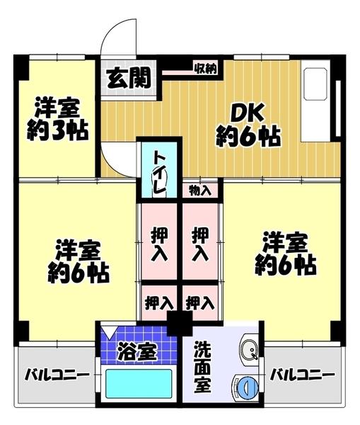 ビレッジハウス加賀田　１号棟の間取り