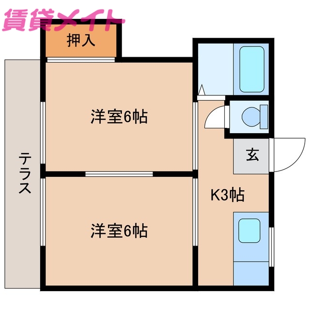 鈴鹿市平野町のアパートの間取り