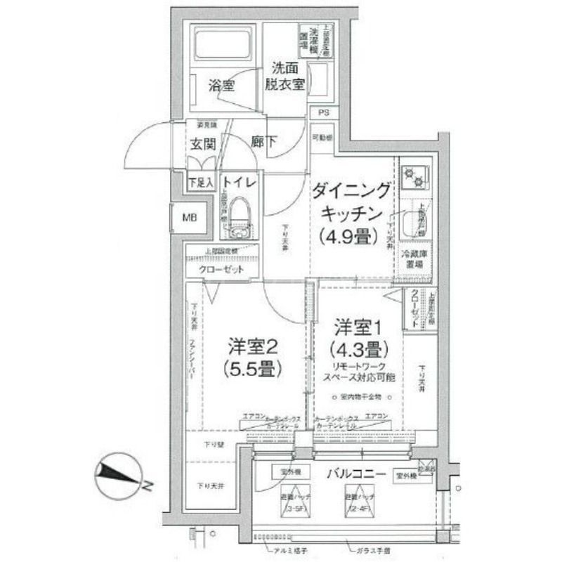 大田区鵜の木のマンションの間取り