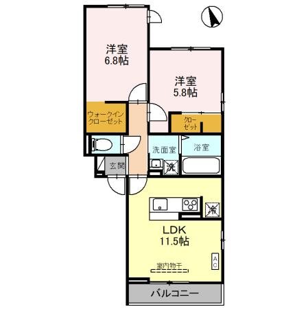 八潮市大字伊勢野のアパートの間取り