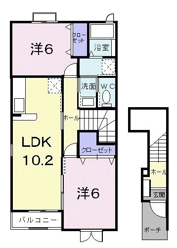 福岡県筑紫野市桜台１（アパート）の賃貸物件の間取り