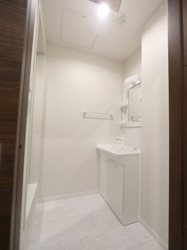洗面設備　脱衣所　独立洗面台（シャンプードレッサー付）収納スペース有