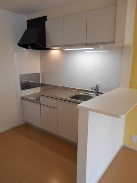 キッチン　ガスコンロ（２口）対応・袖カウンター有り