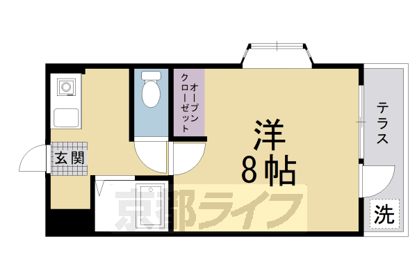 京福電鉄北野線 北野白梅町駅 徒歩4分 3階建 築39年の間取り写真